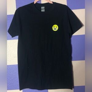 NWOT Black Tee with Masked Smiley Face Embroidered Patch - Size S